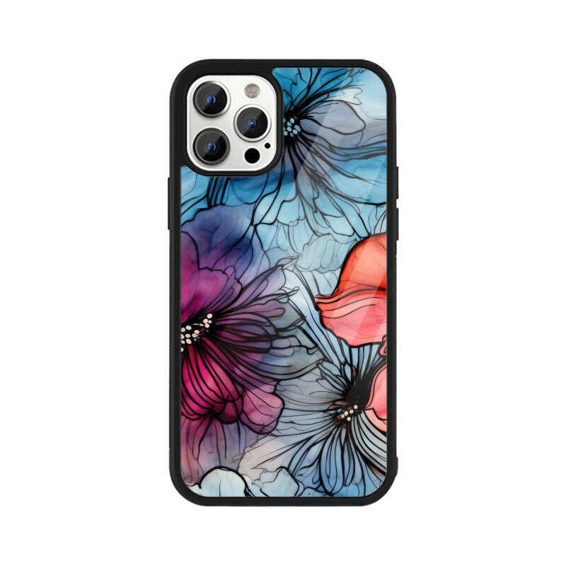 Alcohol Ink Flowers Graphics Printed Glass Phone Cases from Creativeya