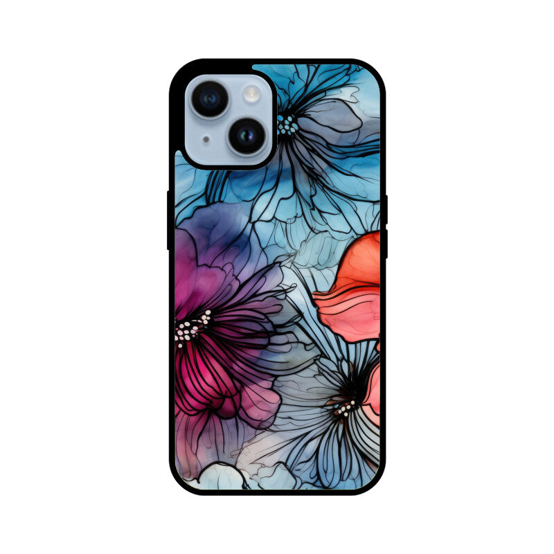 Alcohol Ink Flowers Graphics Printed Glass Phone Cases from Creativeya