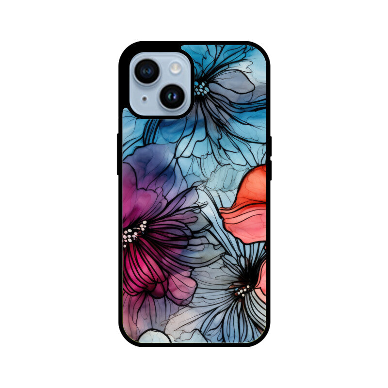 Alcohol Ink Flowers Graphics Printed Glass Phone Cases from Creativeya