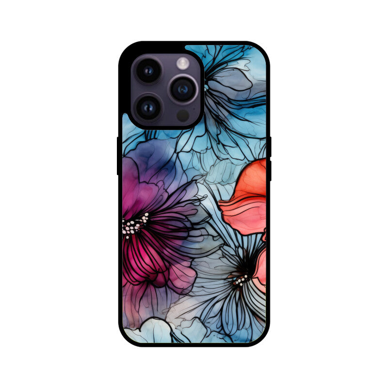 Alcohol Ink Flowers Graphics Printed Glass Phone Cases from Creativeya