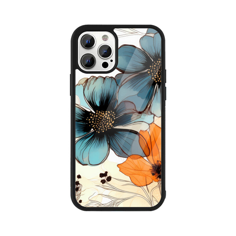 Alcohol Ink Flowers Graphics Printed Glass Phone Cases from Creativeya