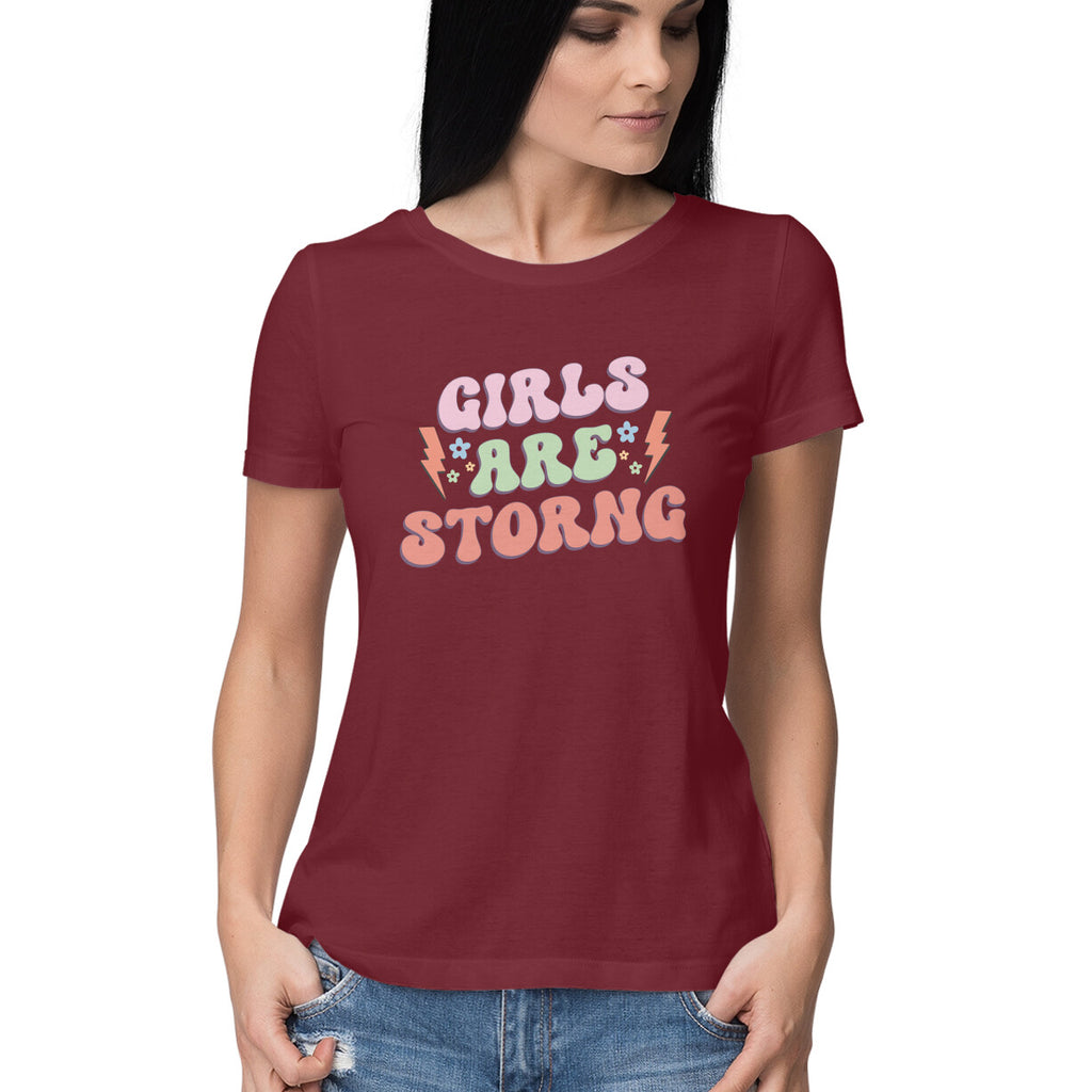 Women's Girls Are Strong Design Printed T-Shirt