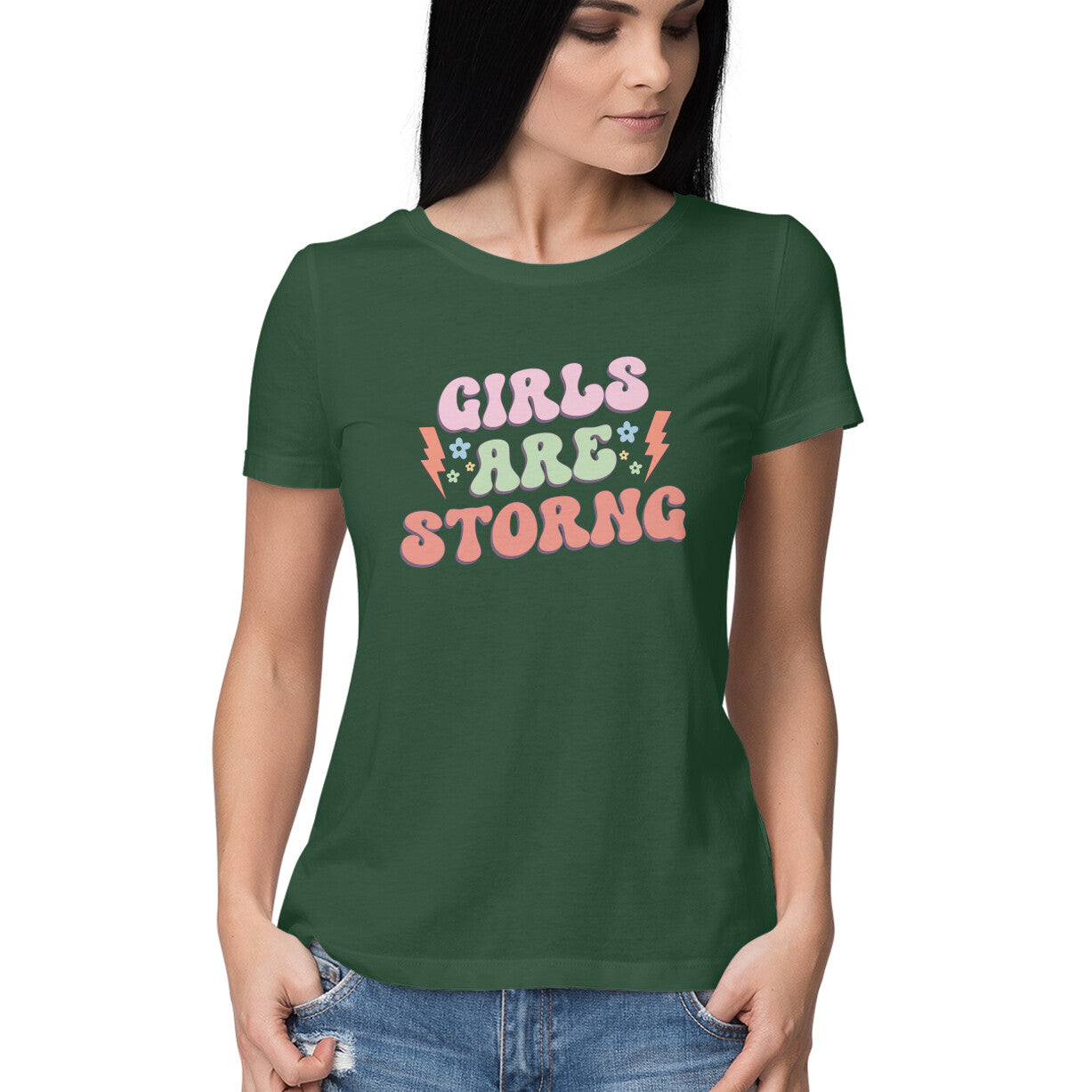 Women's Girls Are Strong Design Printed T-Shirt