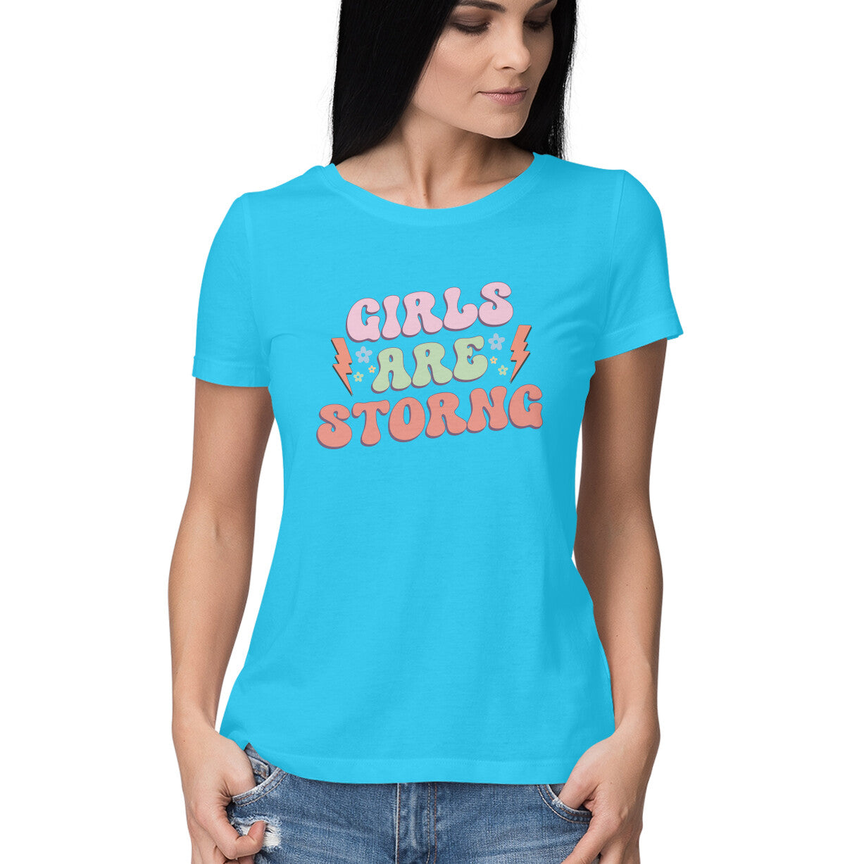 Women's Girls Are Strong Design Printed T-Shirt