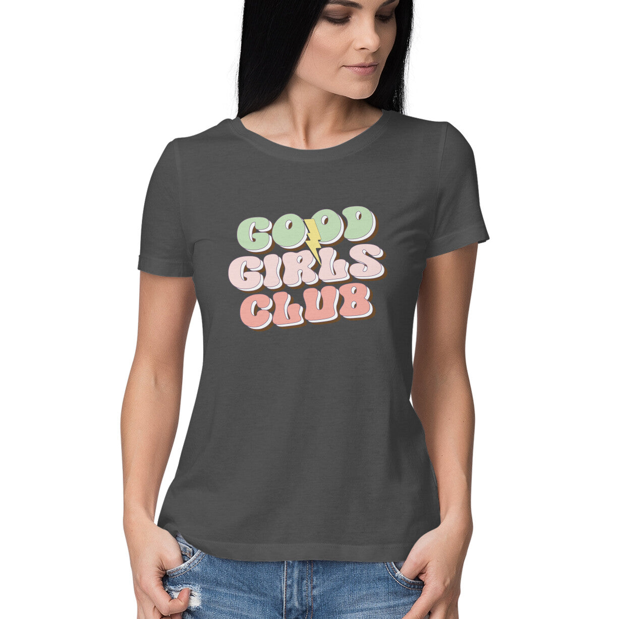 Women's Good Girls Club Design Printed T-Shirt