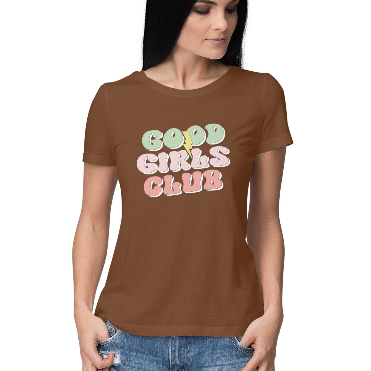 Women's Good Girls Club Design Printed T-Shirt