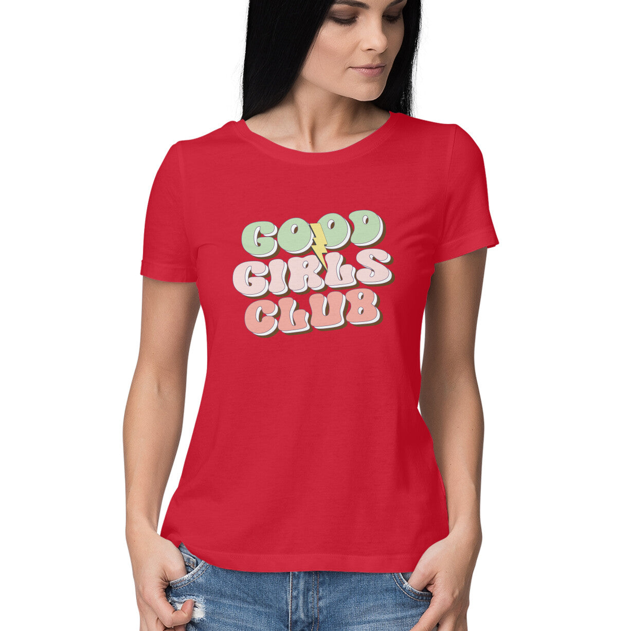 Women's Good Girls Club Design Printed T-Shirt