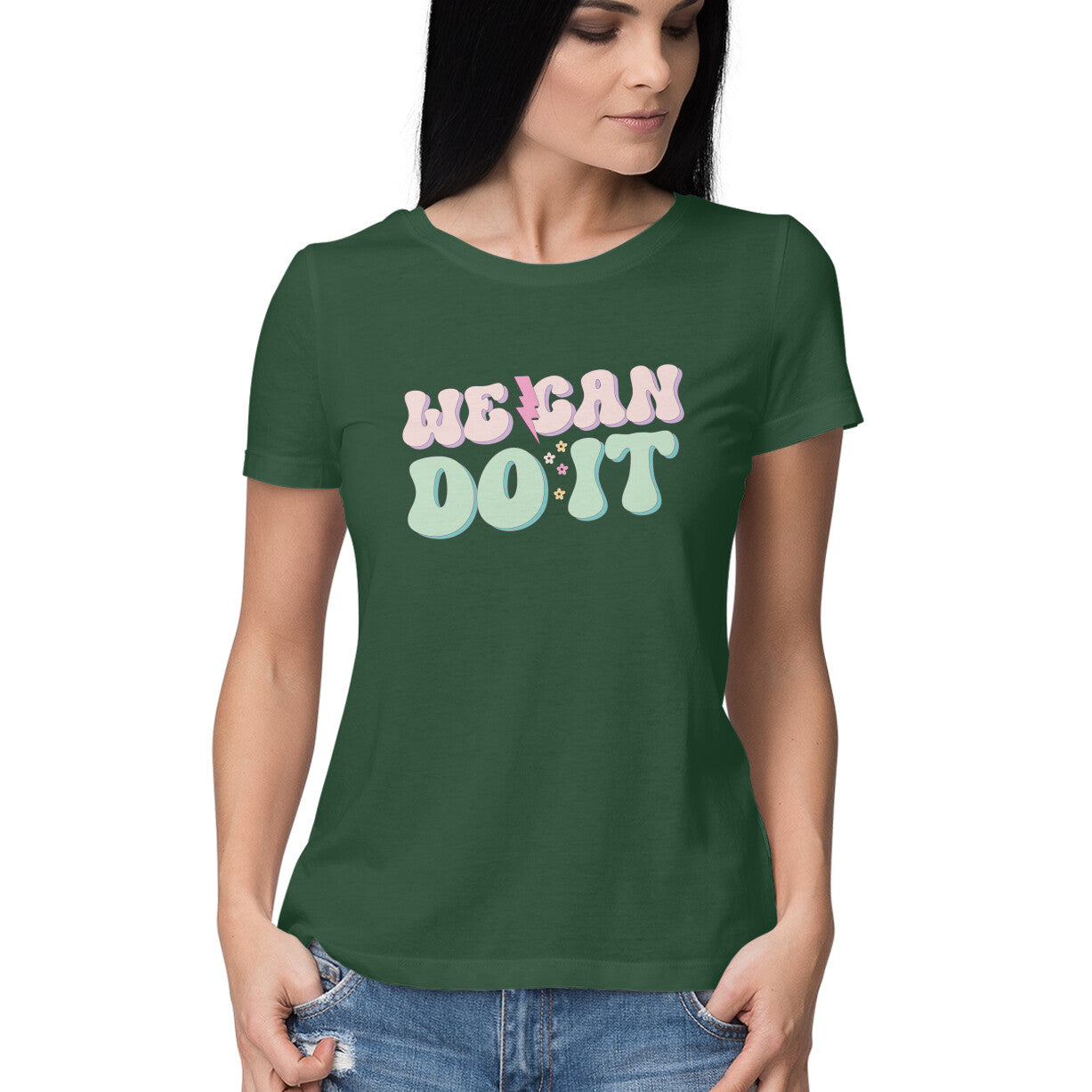 Women's We Can Do It Design Printed T-Shirt
