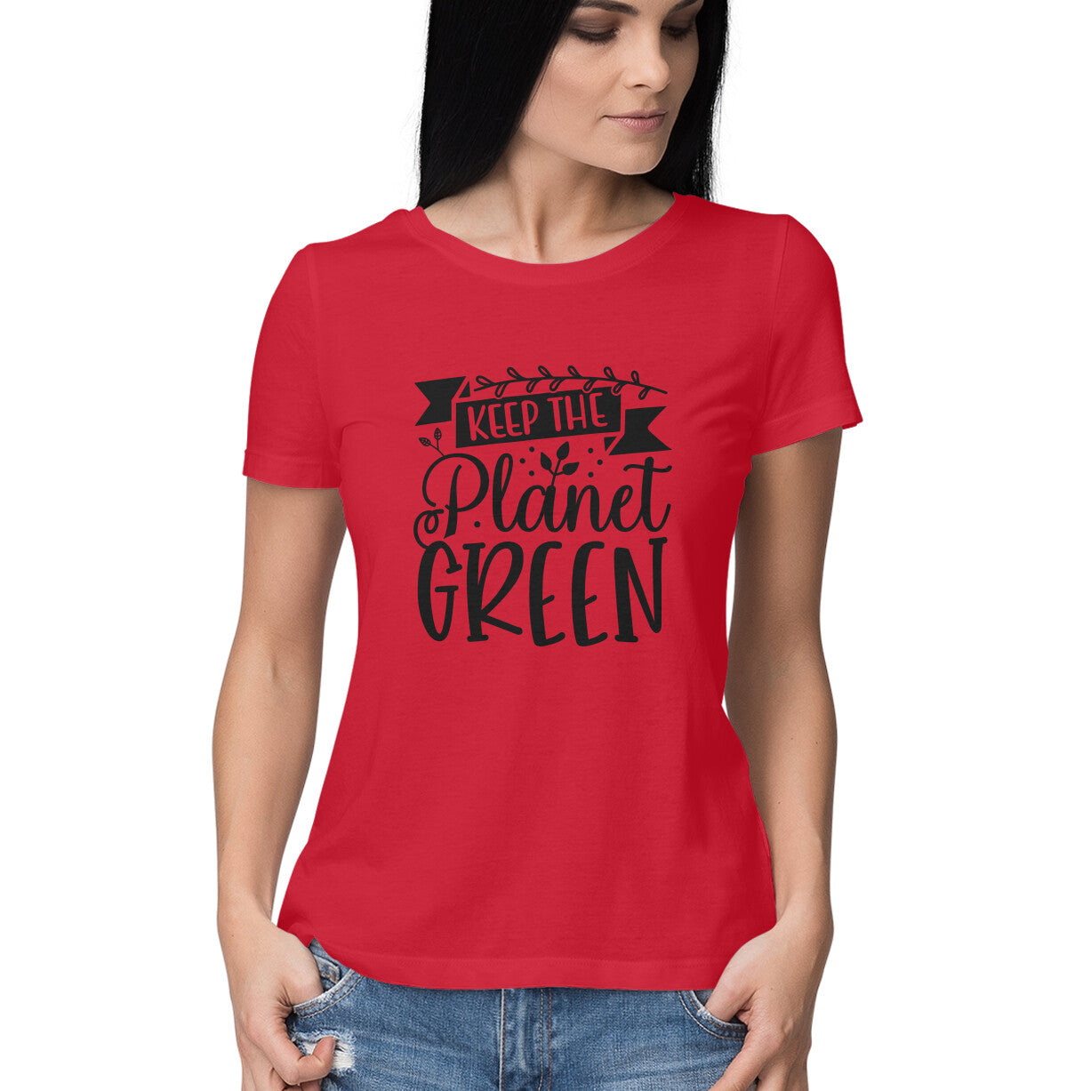 Women's Keep The Planet Green Graphics Printed T-Shirt