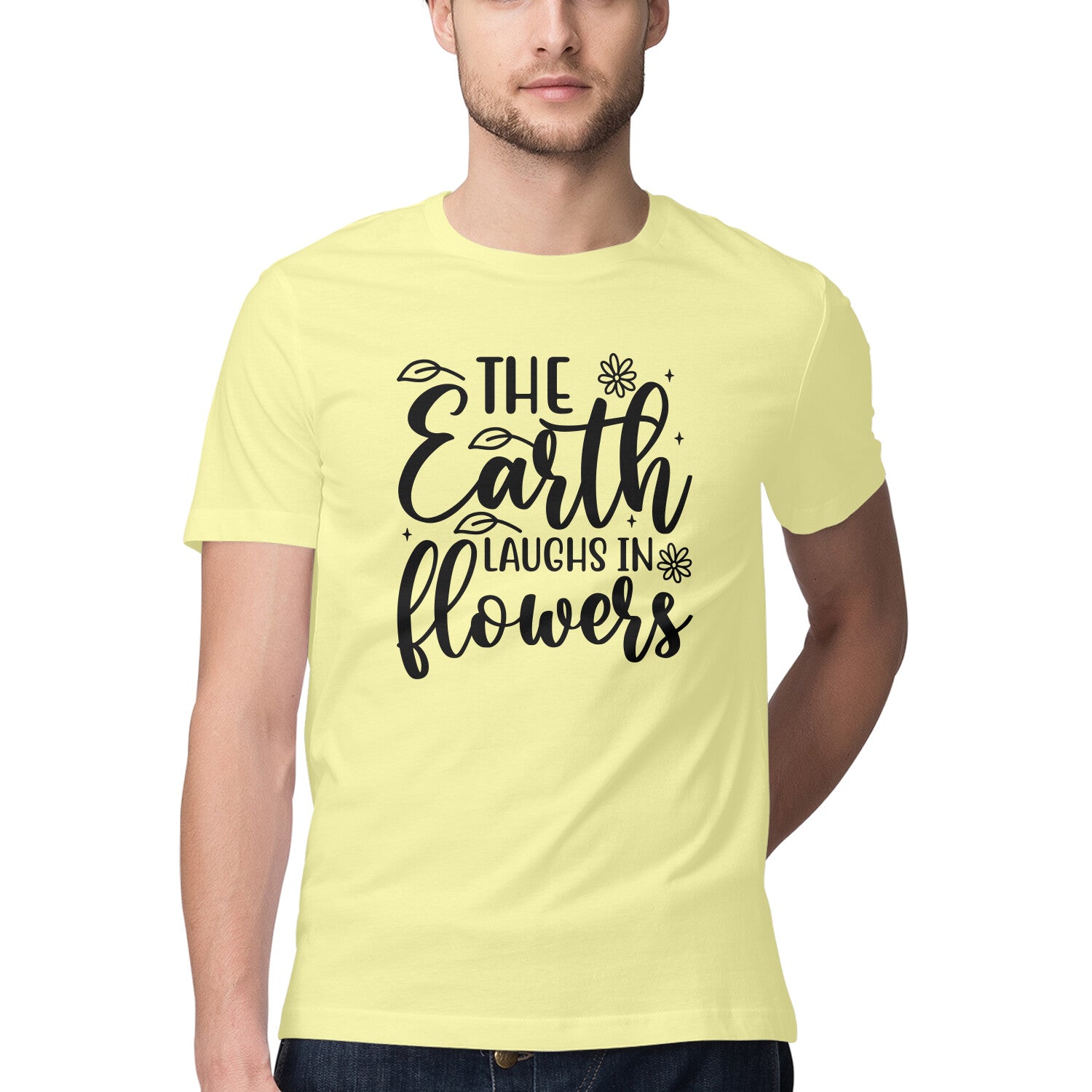 Men's The Earth laughs In flowers Design Printed T-Shirt