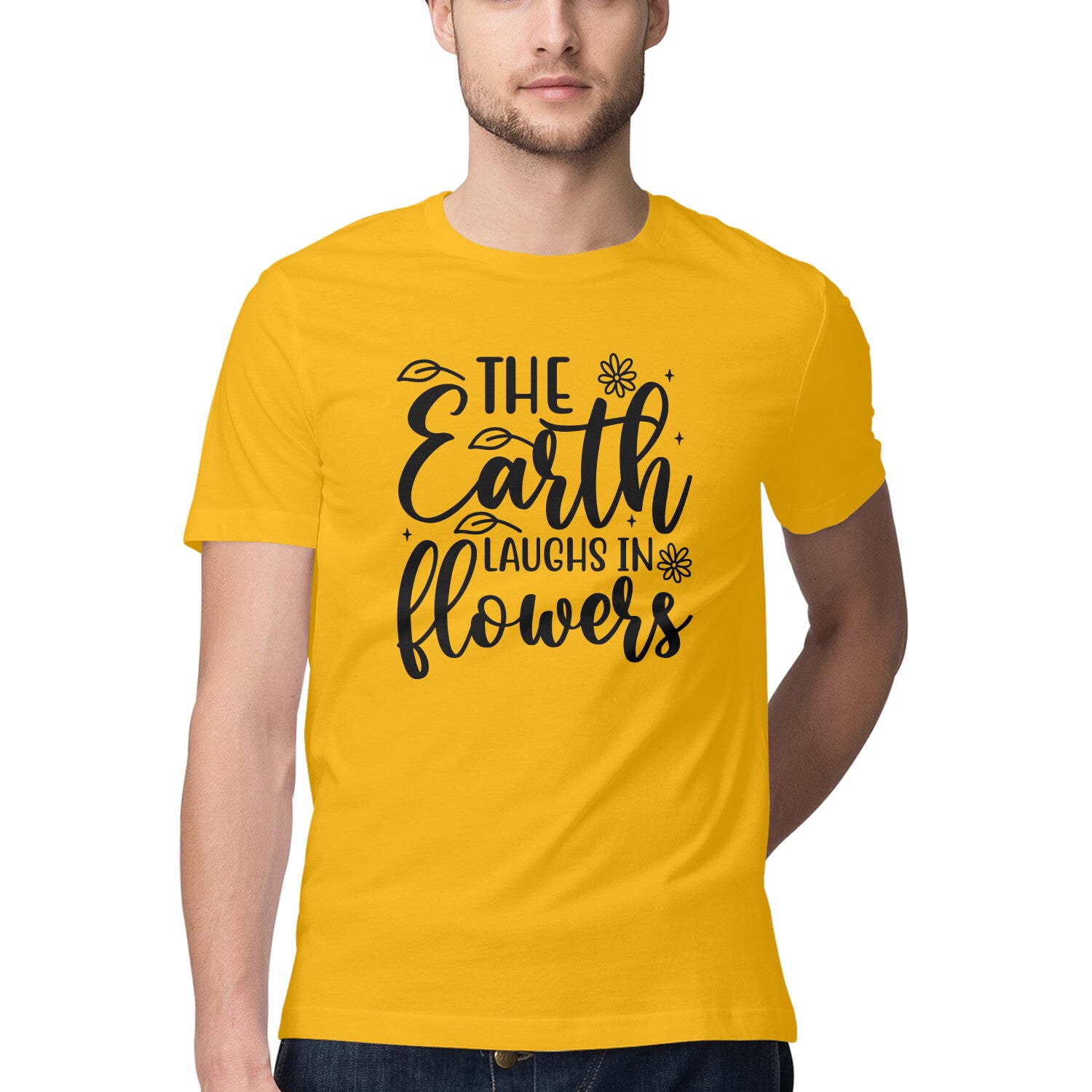 Men's The Earth laughs In flowers Design Printed T-Shirt