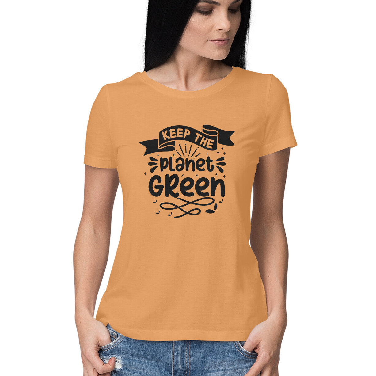 Women's Keep The Planet Green Graphics Printed T-Shirt