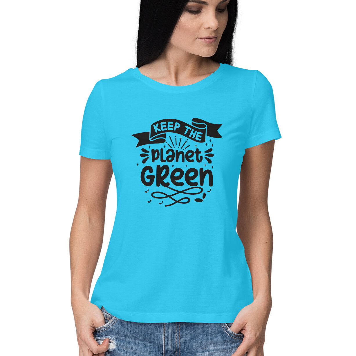 Women's Keep The Planet Green Graphics Printed T-Shirt