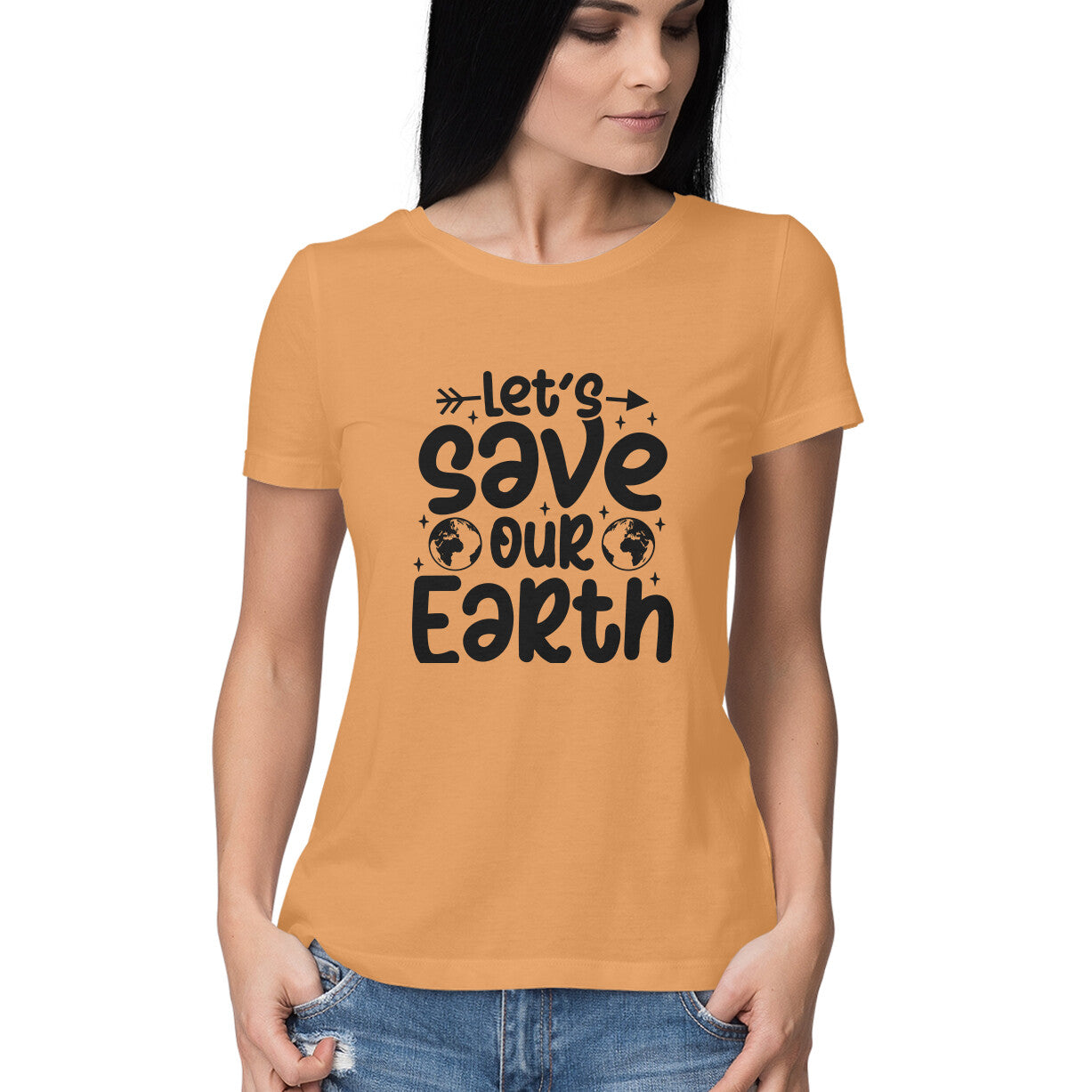 Women's Let's save Our Earth Graphics Printed T-Shirt