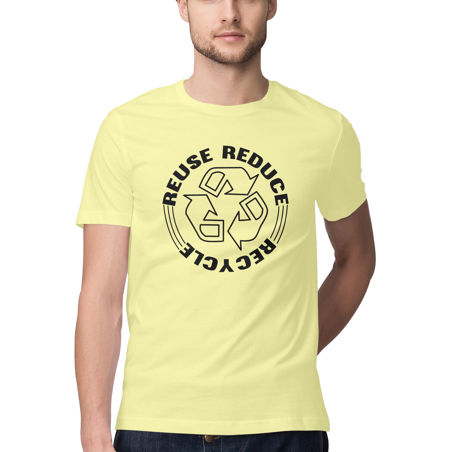 Men's Reuse Reduce Recycle Design Printed T-Shirt