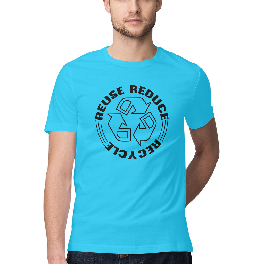 Men's Reuse Reduce Recycle Design Printed T-Shirt