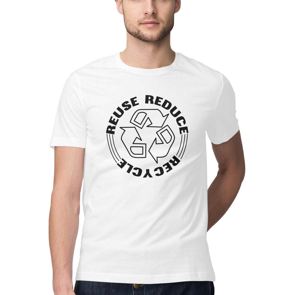 Men's Reuse Reduce Recycle Design Printed T-Shirt