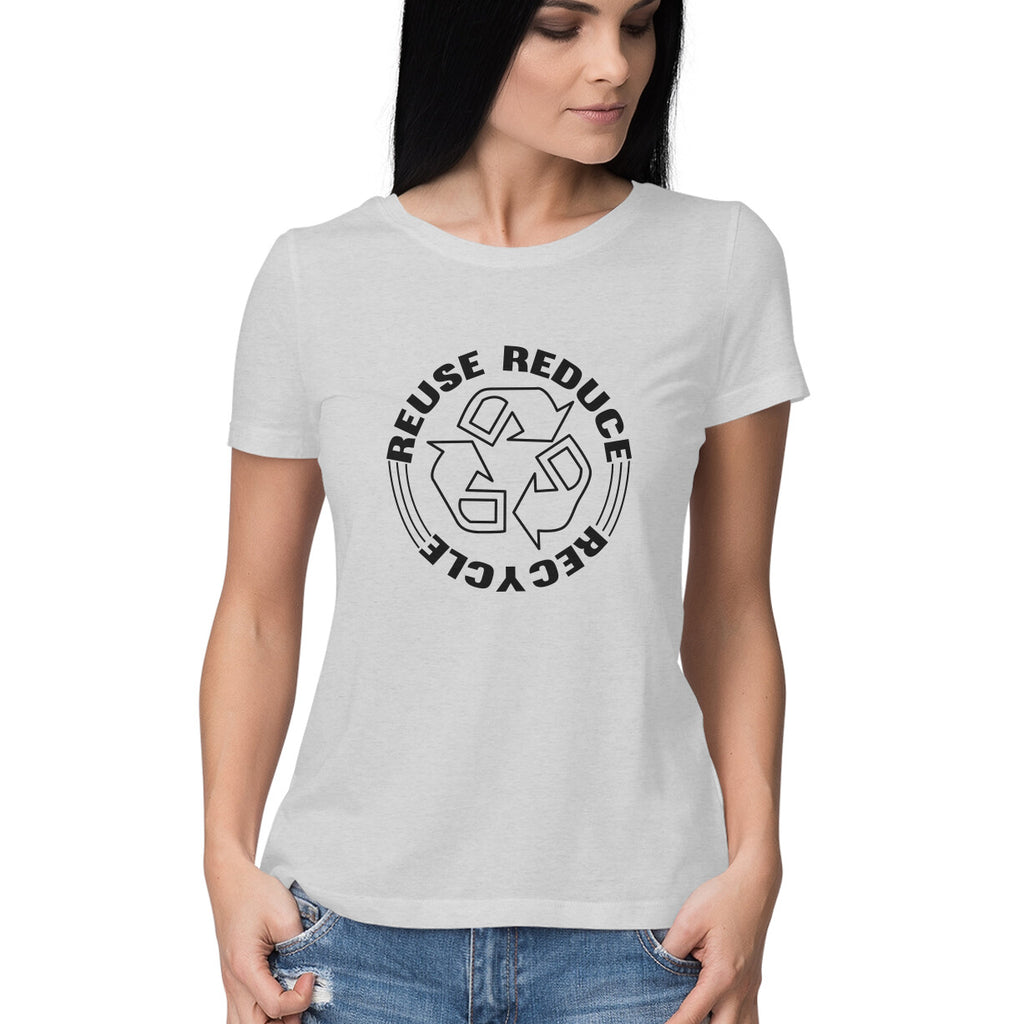 Women's Reuse Reduce Recycle Graphics Printed T-Shirt