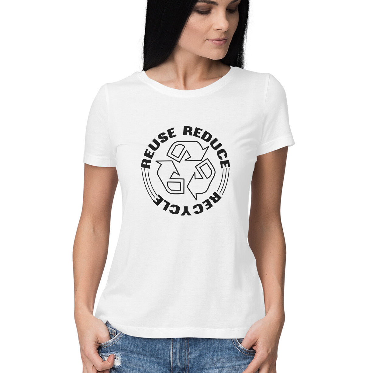 Women's Reuse Reduce Recycle Graphics Printed T-Shirt
