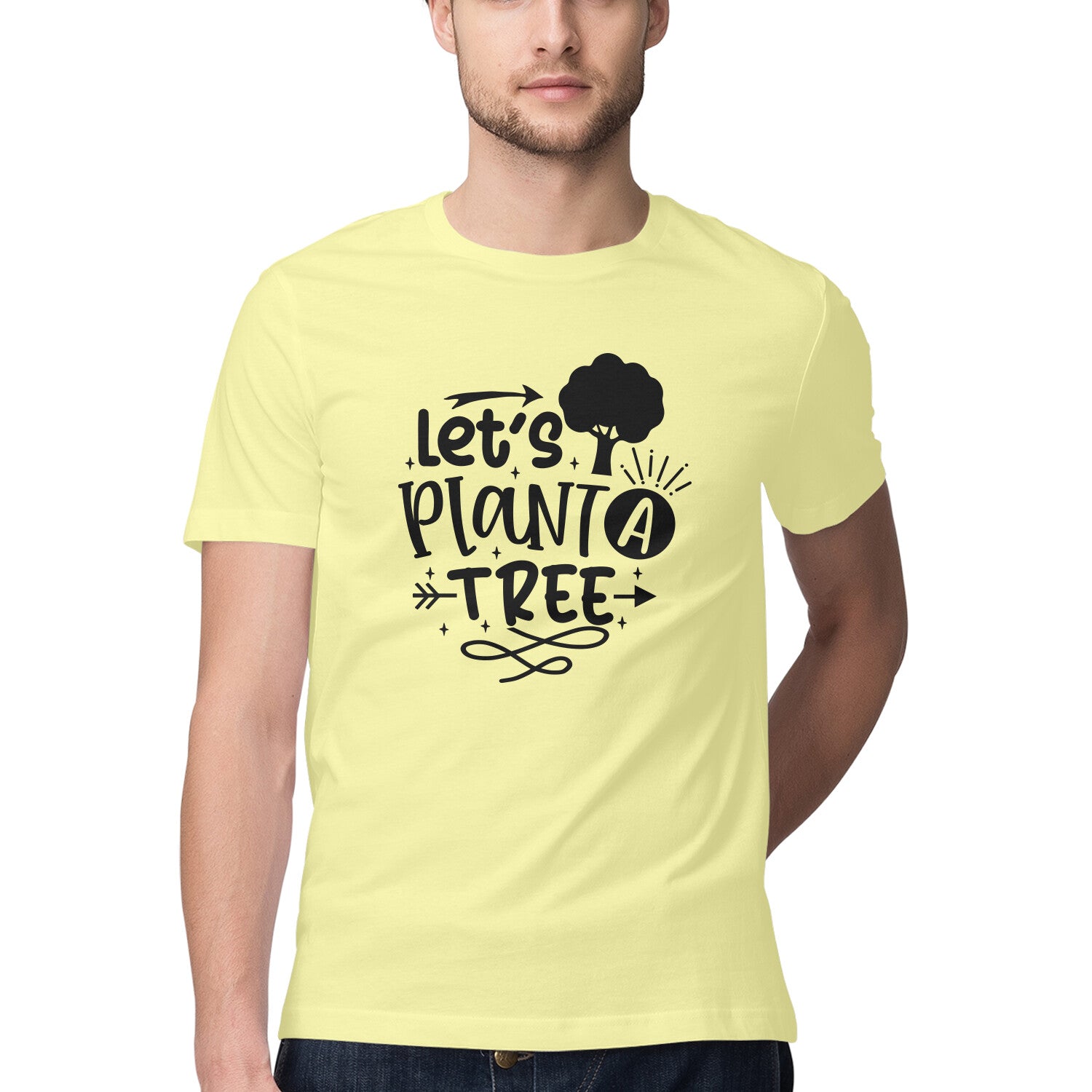 Men's Let's Plant Tree Design Printed T-Shirt