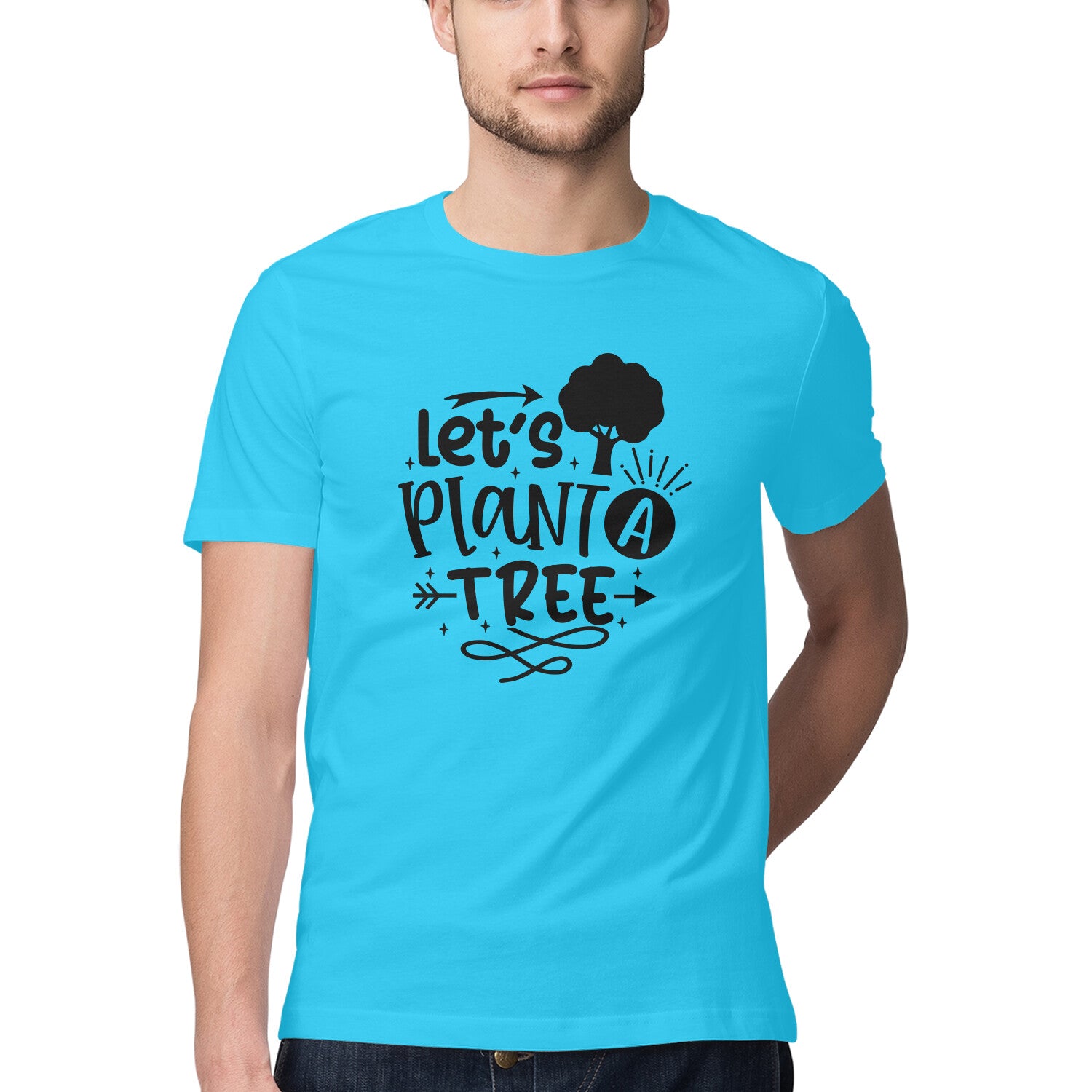 Men's Let's Plant Tree Design Printed T-Shirt