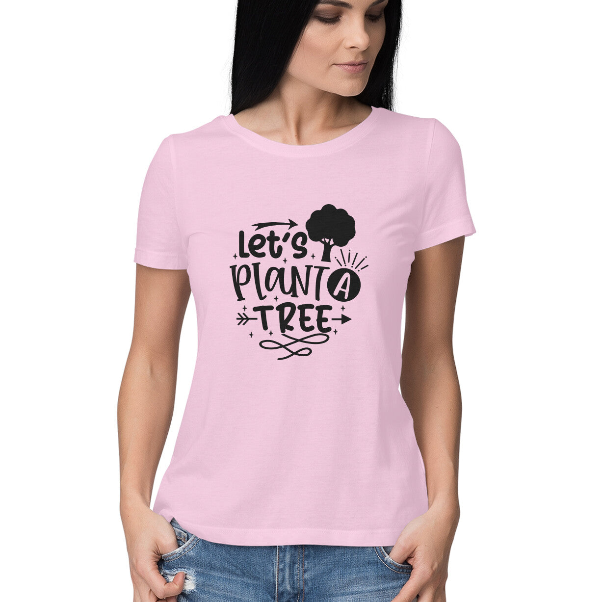 Women's Let's Plant A Tree Graphics Printed T-Shirt