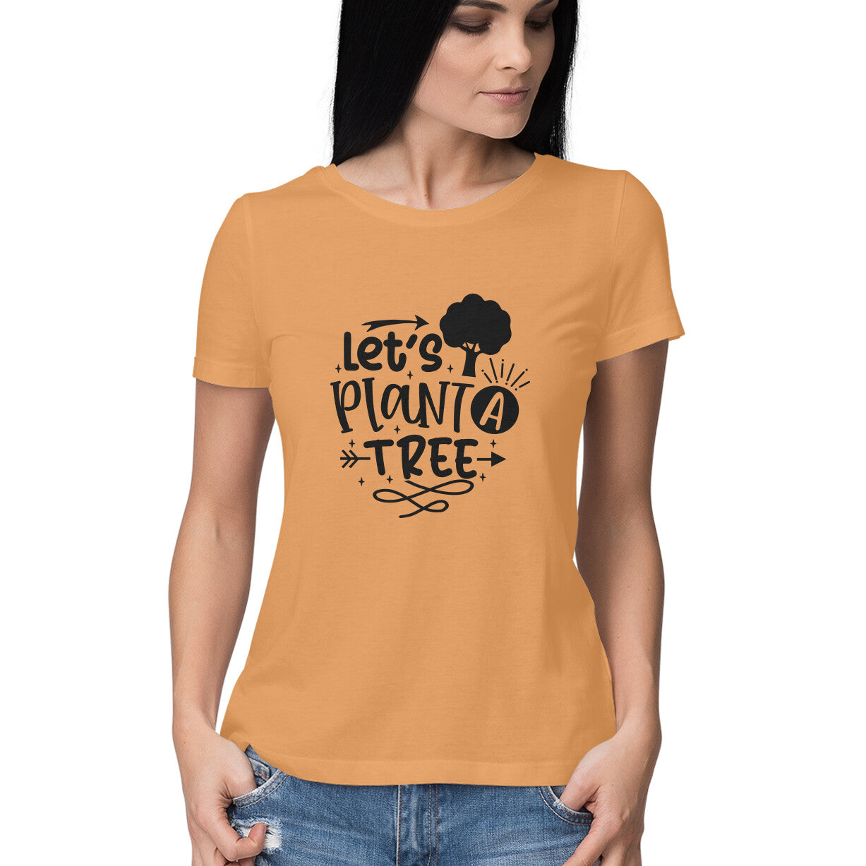 Women's Let's Plant A Tree Graphics Printed T-Shirt