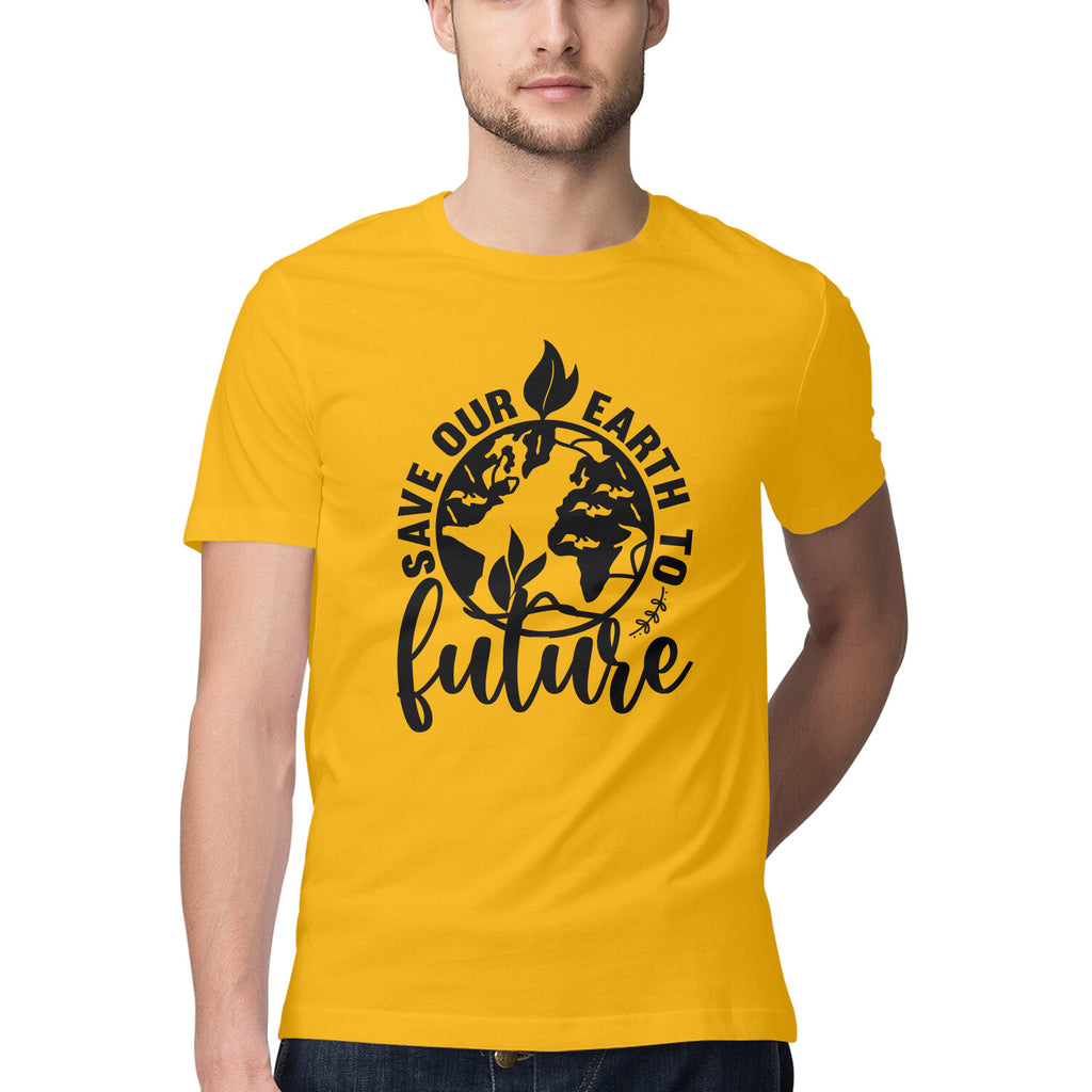 Men's Save Our Earth To Future Design Printed T-Shirt