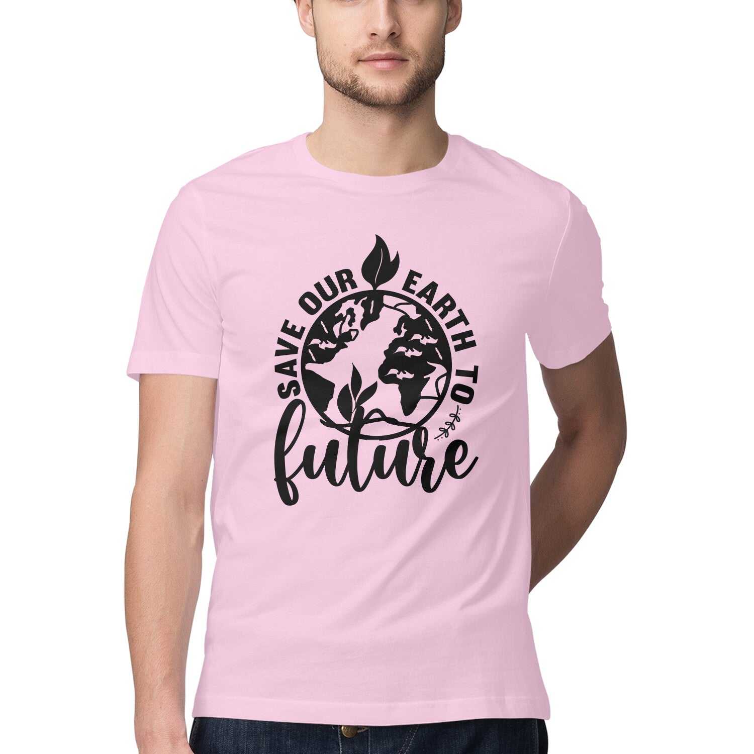 Men's Save Our Earth To Future Design Printed T-Shirt