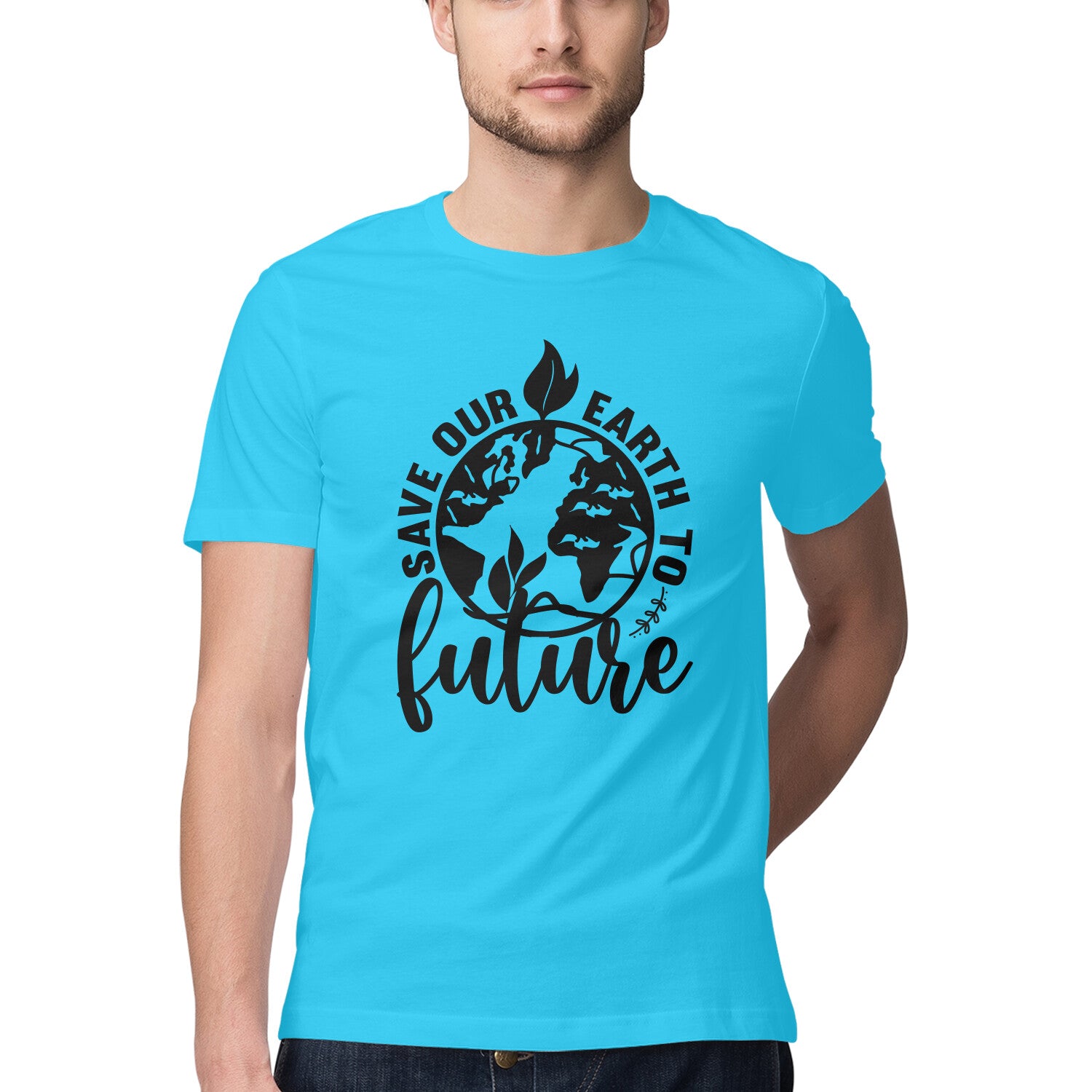 Men's Save Our Earth To Future Design Printed T-Shirt