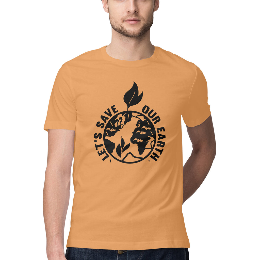 Men's Let's Save Our Earth Design Printed T-Shirt