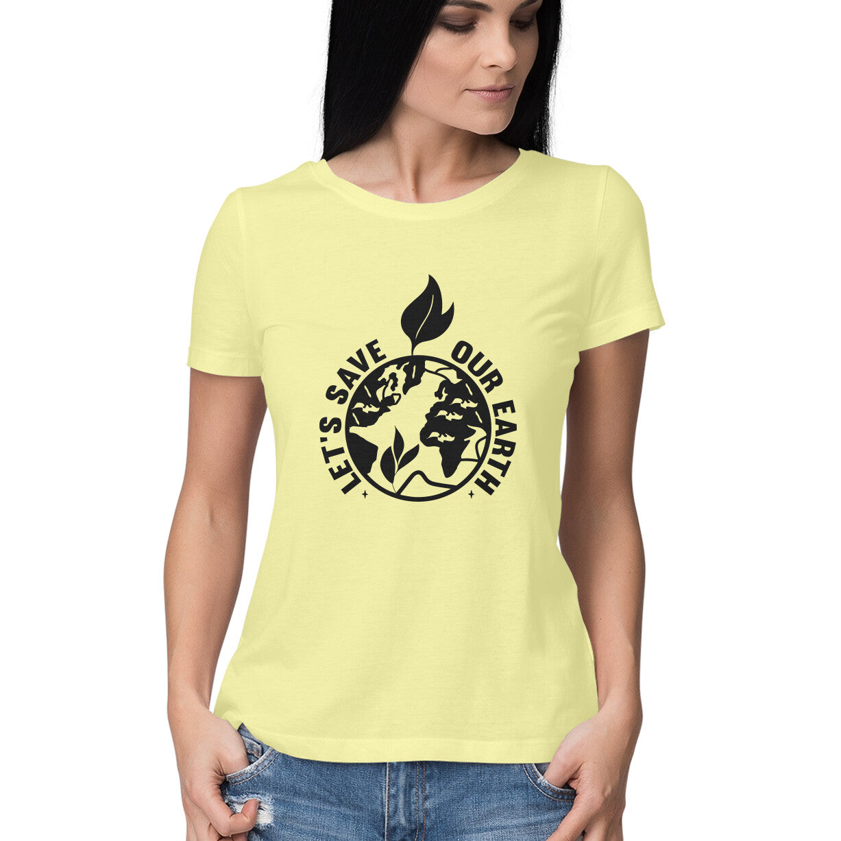 Women's Let's Save Our Earth Graphics Printed T-Shirt