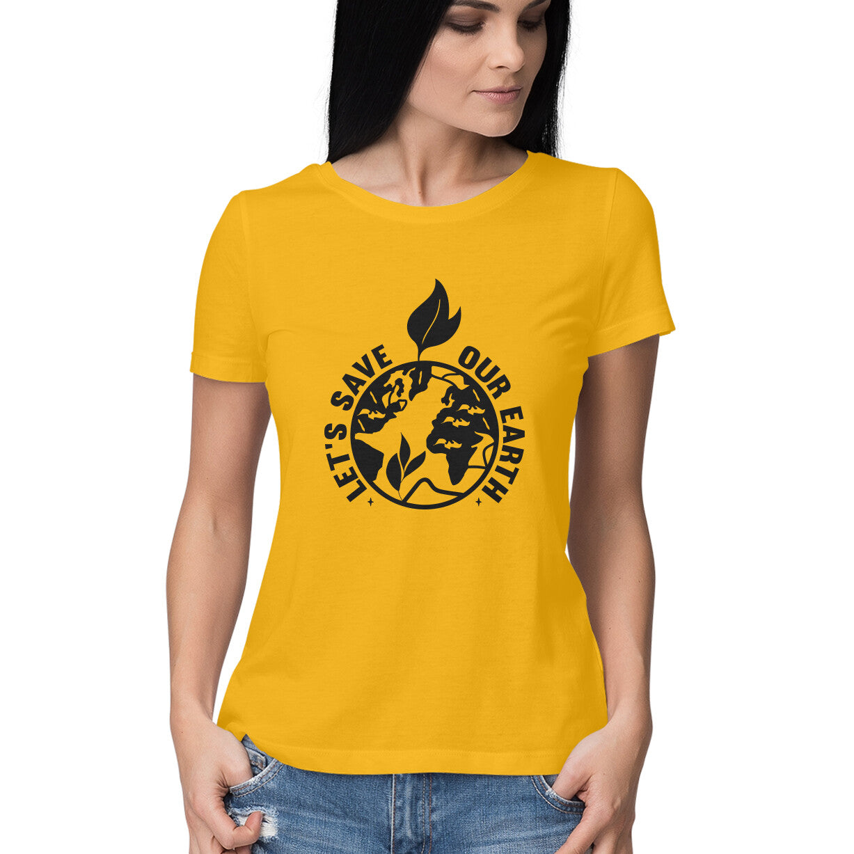 Women's Let's Save Our Earth Graphics Printed T-Shirt
