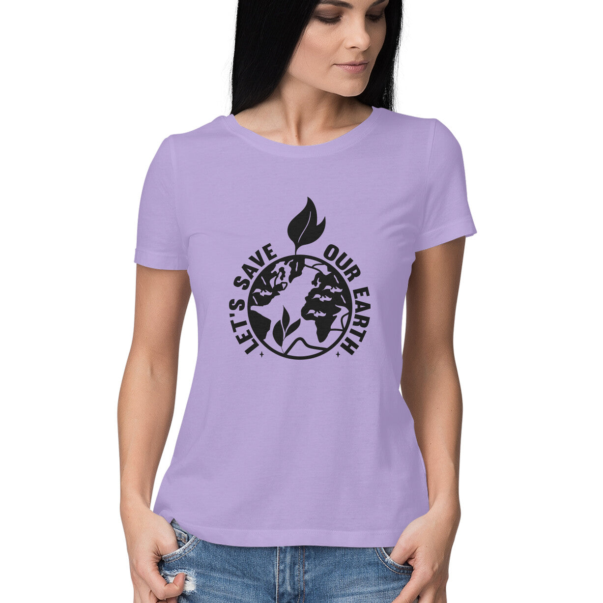 Women's Let's Save Our Earth Graphics Printed T-Shirt