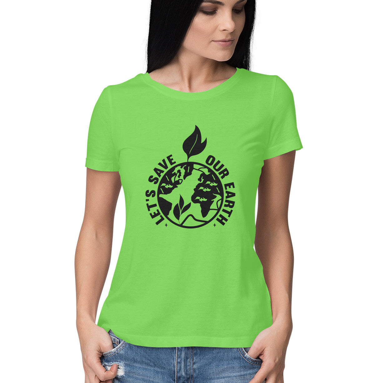 Women's Let's Save Our Earth Graphics Printed T-Shirt