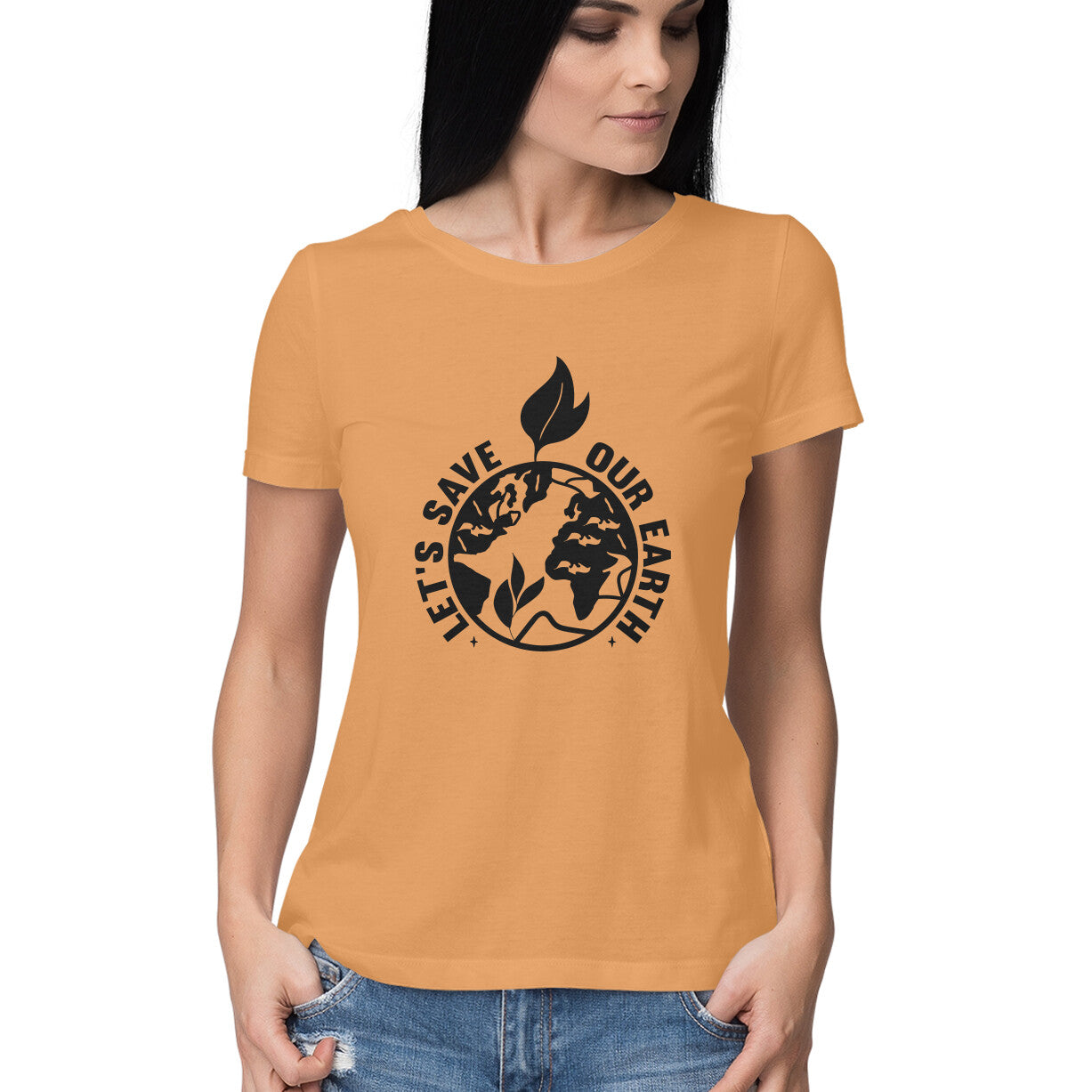 Women's Let's Save Our Earth Graphics Printed T-Shirt