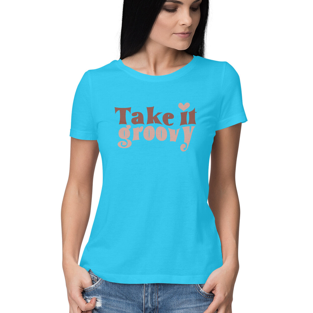 Women's Take It Groovy Design Printed T-Shirt