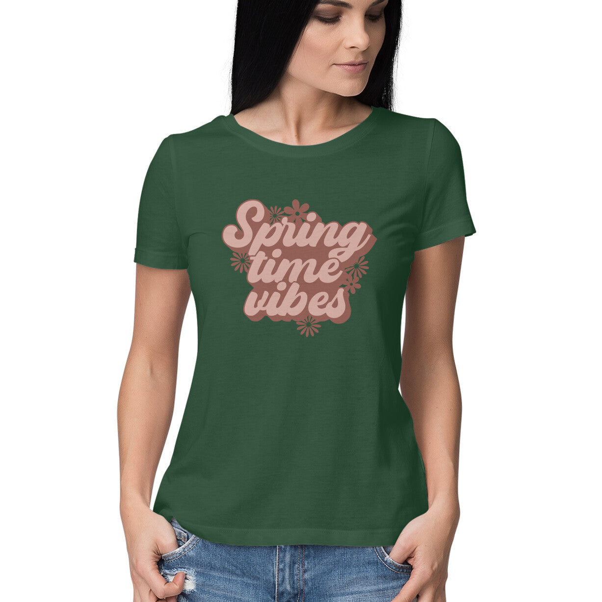 Women's Spring Time Vibes Design Printed T-Shirt