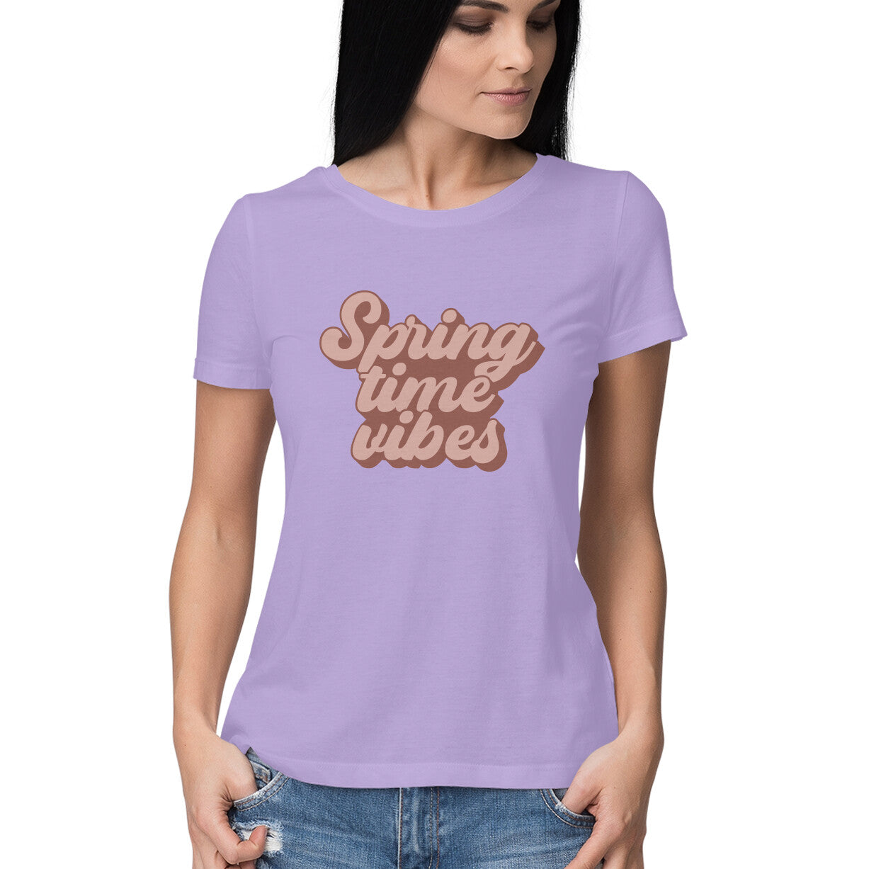 Women's Spring Time Vibes Design Printed T-Shirt