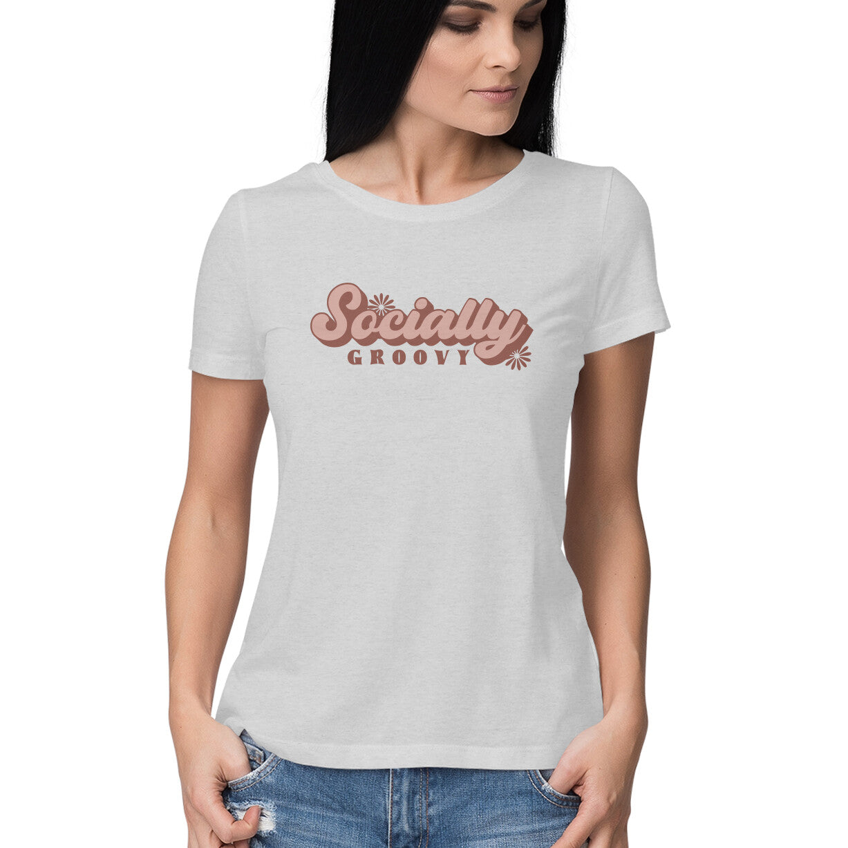 Women's Socially Groovy Design Printed T-Shirt