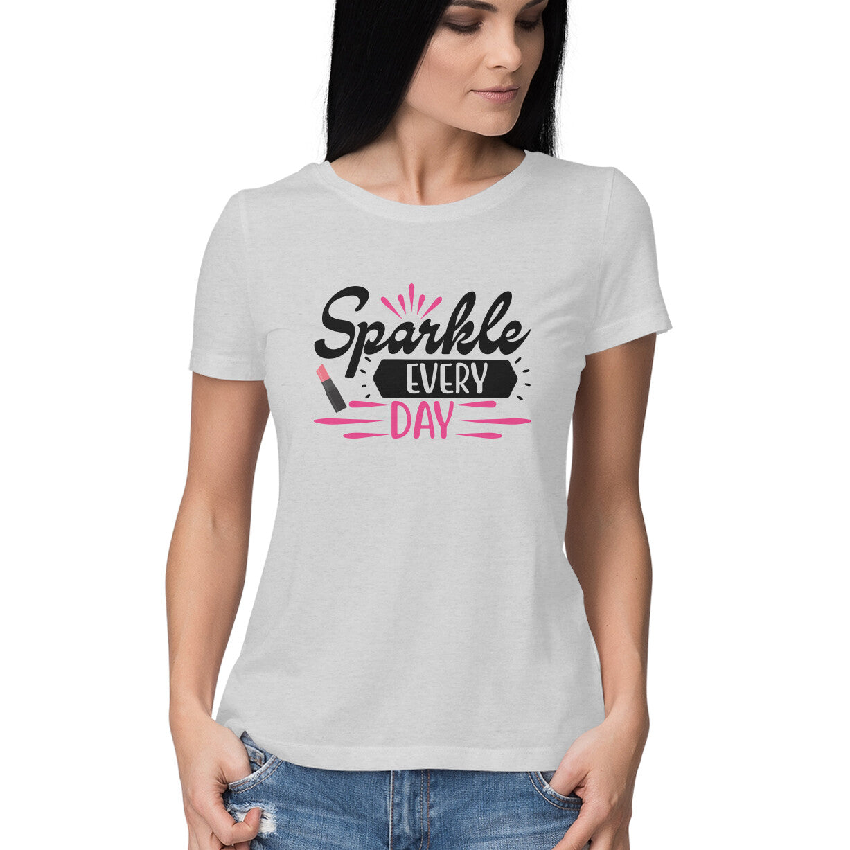 Women's Sparkle Everyday Design Printed T-Shirt