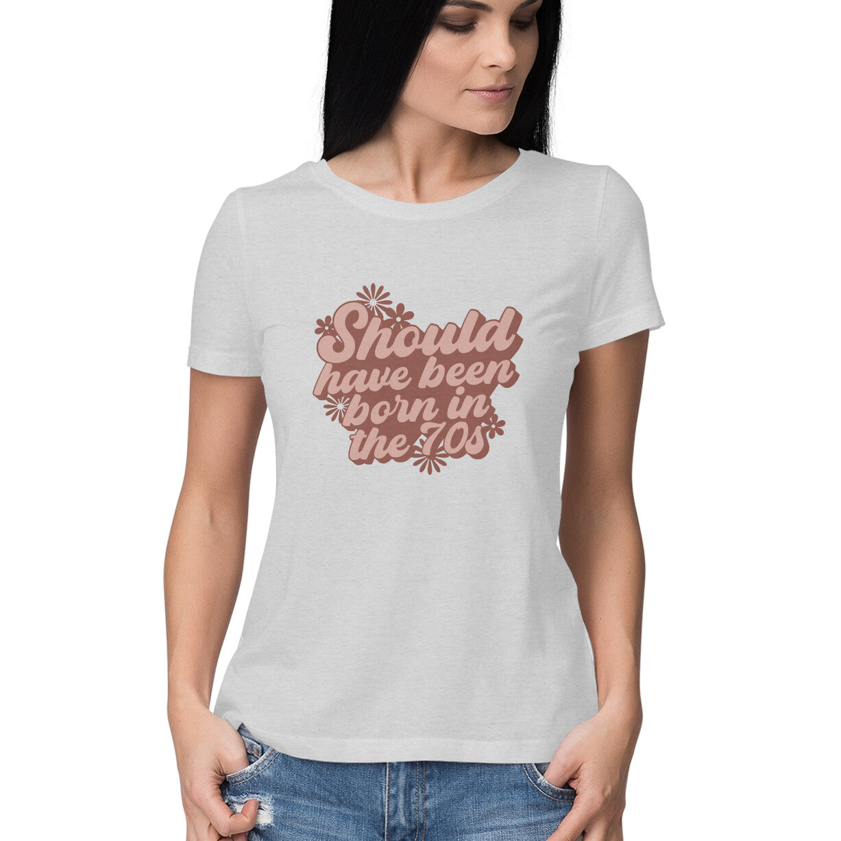 Women's Born In 70's Design Printed T-Shirt