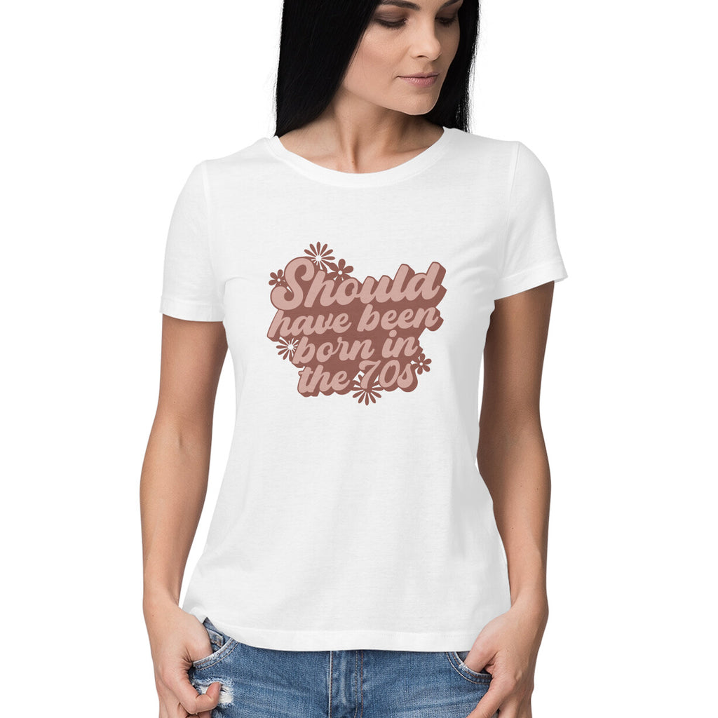 Women's Born In 70's Design Printed T-Shirt