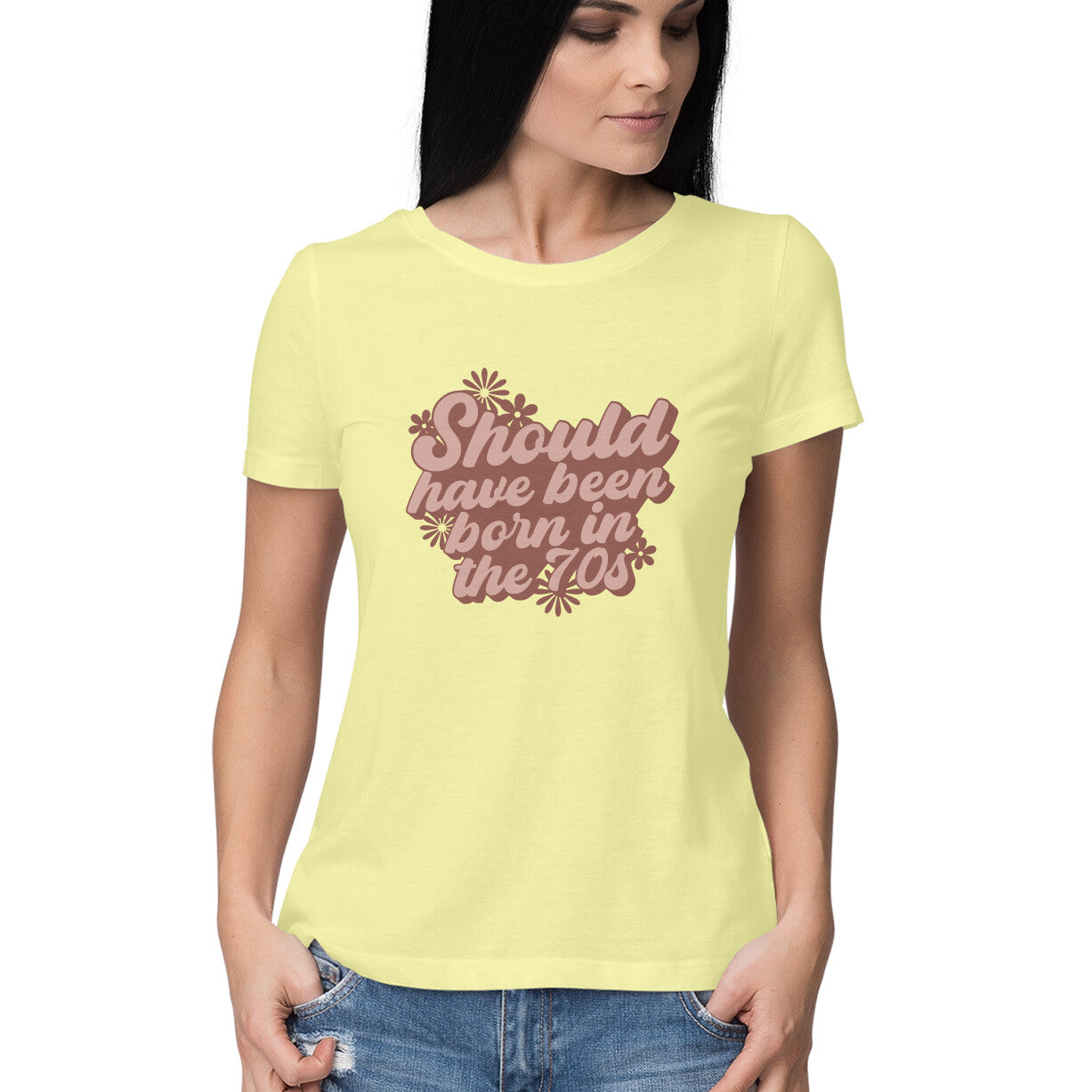 Women's Born In 70's Design Printed T-Shirt