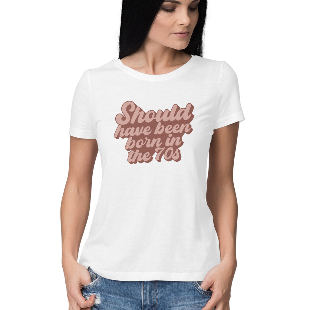 Women's Born in 70's Design Printed T-Shirt
