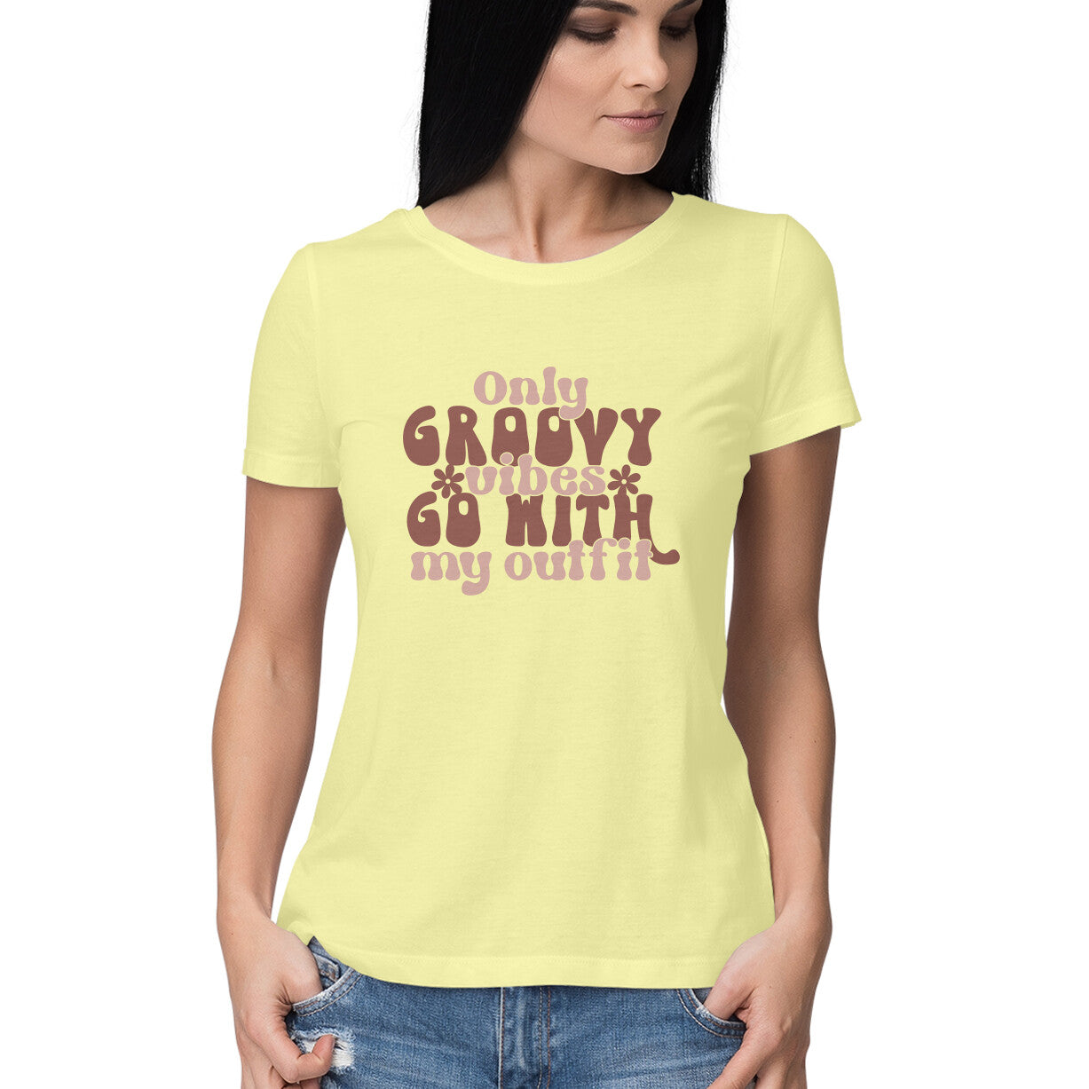 Women's Groovy Go Design Printed T-Shirt
