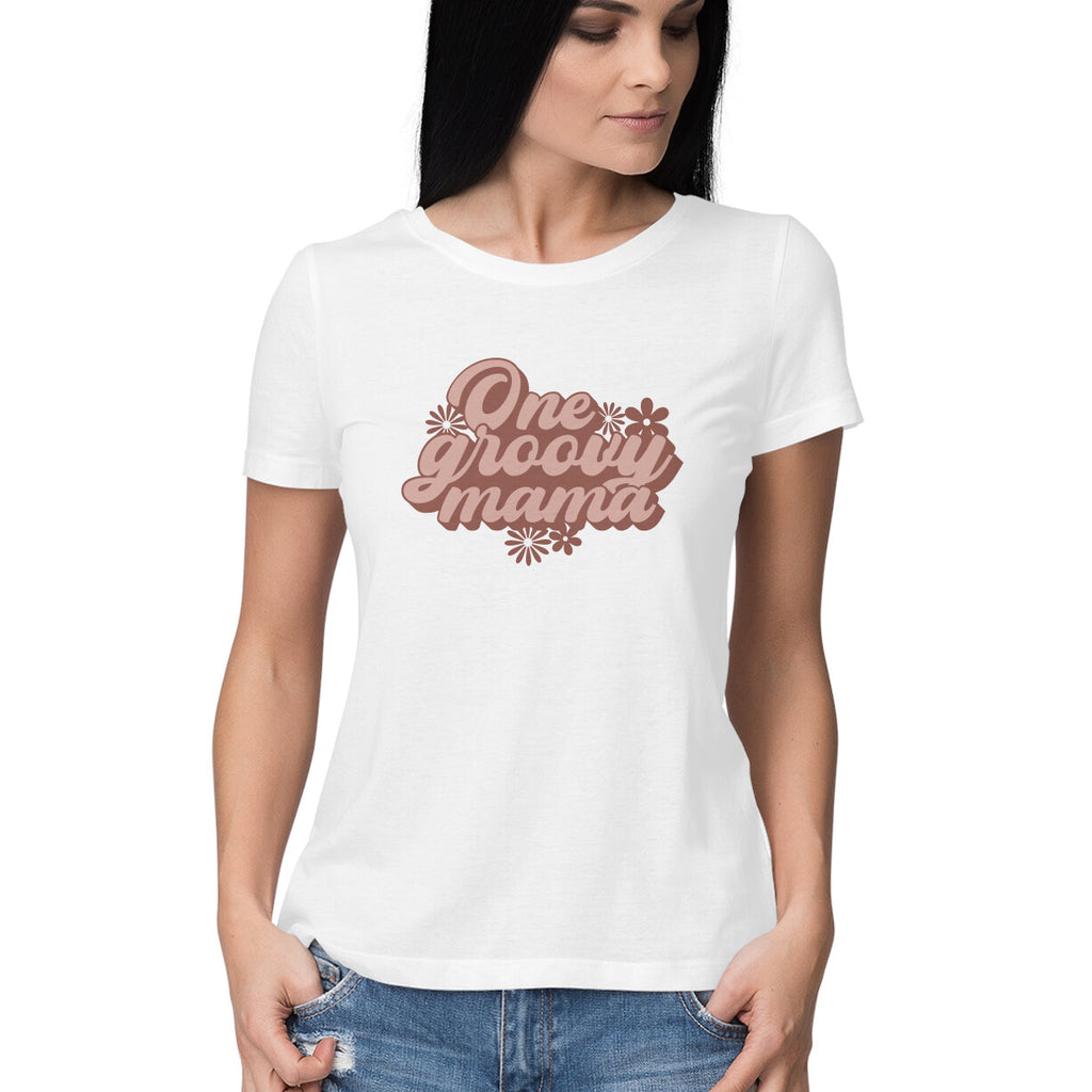 Women's One Groovy Mama Design Printed T-Shirt