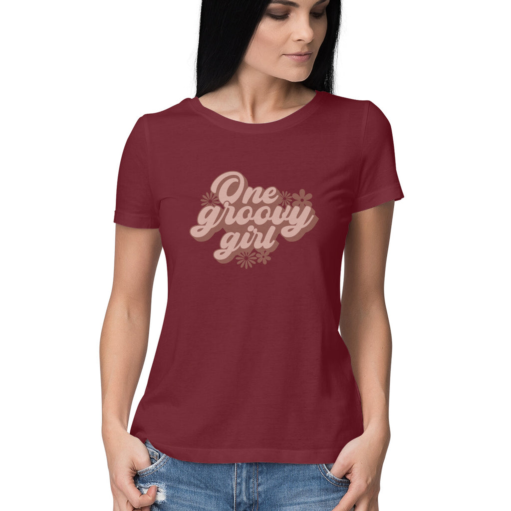 Women's One Groovy Girl Design Printed T-Shirt