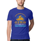 Men's Never Underestimate an Old Man with a Snowmobile Design Printed T-Shirt