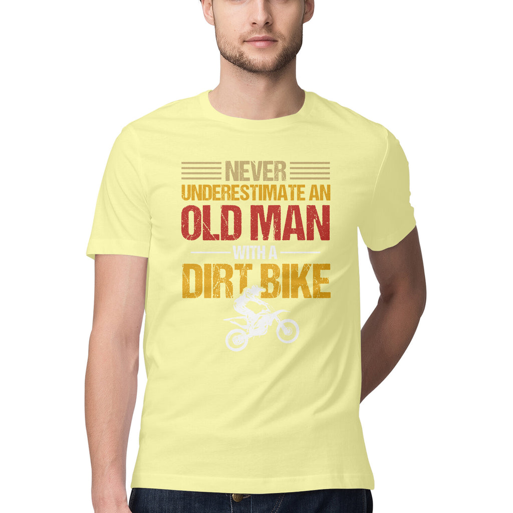 Men's Never Underestimate an Old Man with a Dirt Bike Design Printed T-Shirt